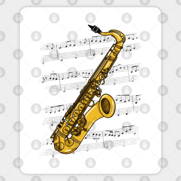 Saxophone Sax Player Saxophonist Jazz Musician (Colour) Sticker by doodlerob